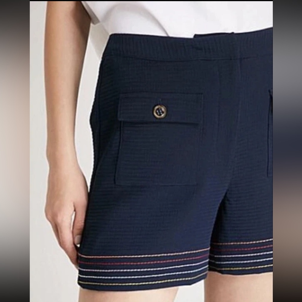 Ted Baker Sapphia Stitch Detail High Rise Navy Pockets Shorts Size 1‎ (4)